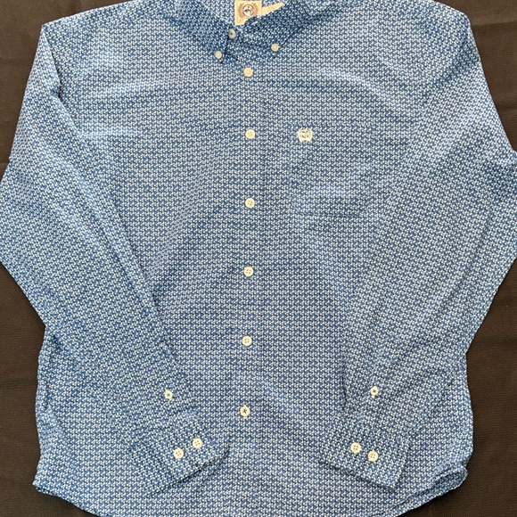 Cinch Blue Micro-Pattern Button-Down Shirt - Picture 4 of 9